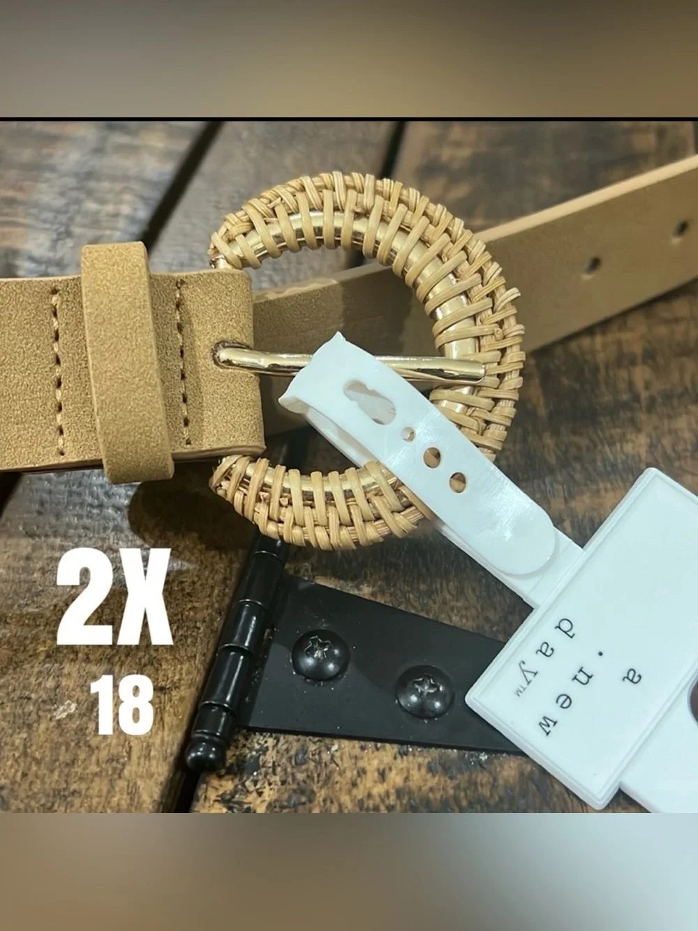 Rattan gold suede 2x belt size 18
